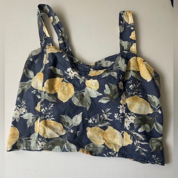 Abercrombie Women’s Cropped Top, Lemon Print - Picture 1 of 8